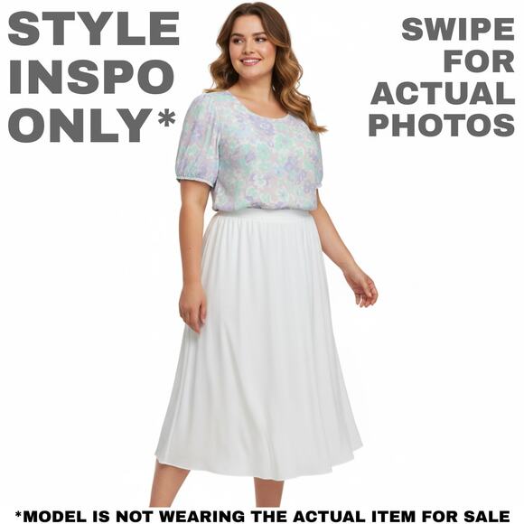 NWT Regal Fashions 18 White Romantic Flowy Midi Skirt [0272] - Picture 2 of 8